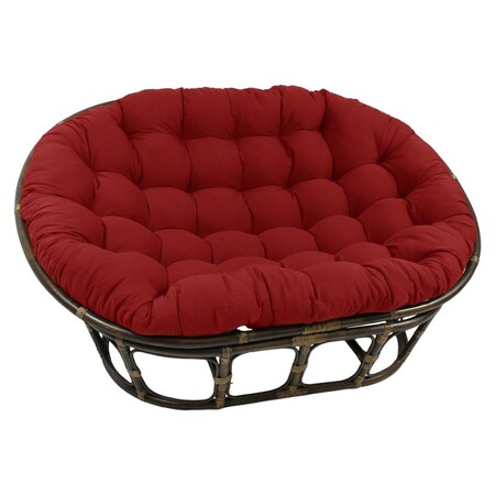 International Caravan 63 x 45 in. Rattan Double Papasan Chair with Twill Cushion, Ruby Red 3304-TW-RR